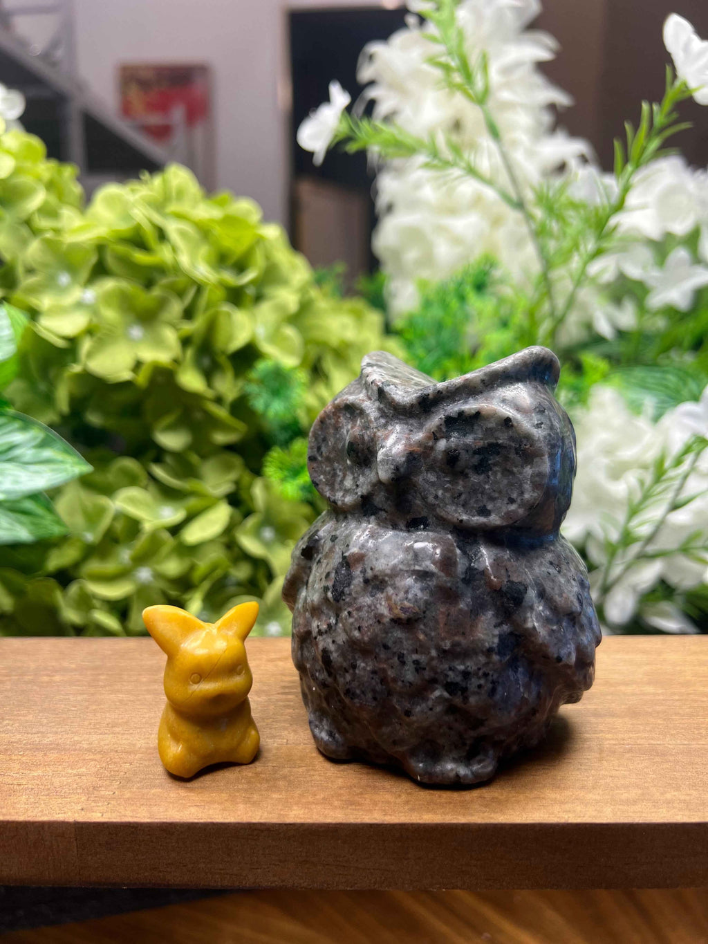 Enchanting Yooperlite Chubby Owl Carving - A Stunning Medium Decorative Gemstone