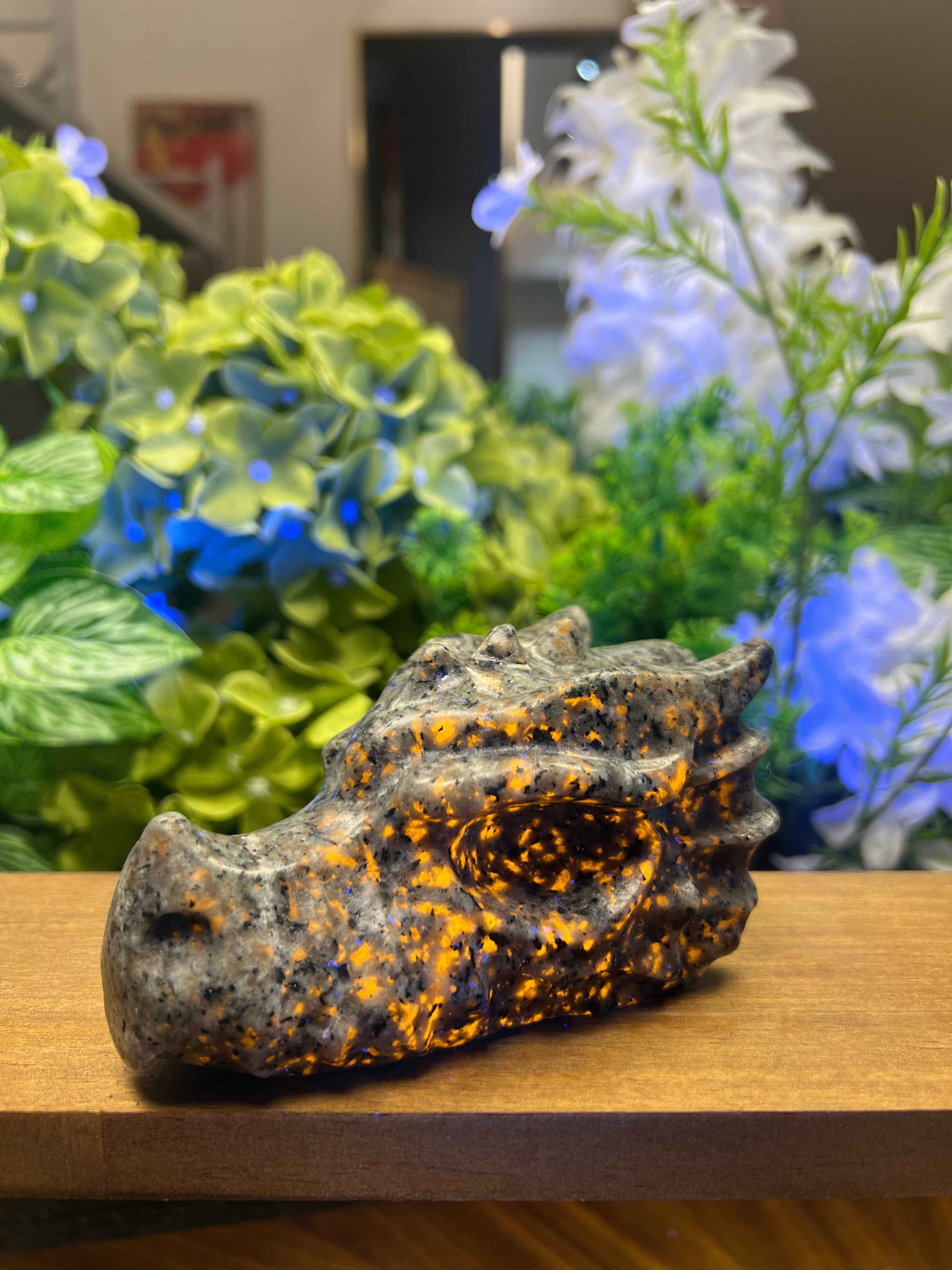 Yooperlite Dragon Head Carving (Medium, 4.59*2.57*2.54, 1.39lb)
