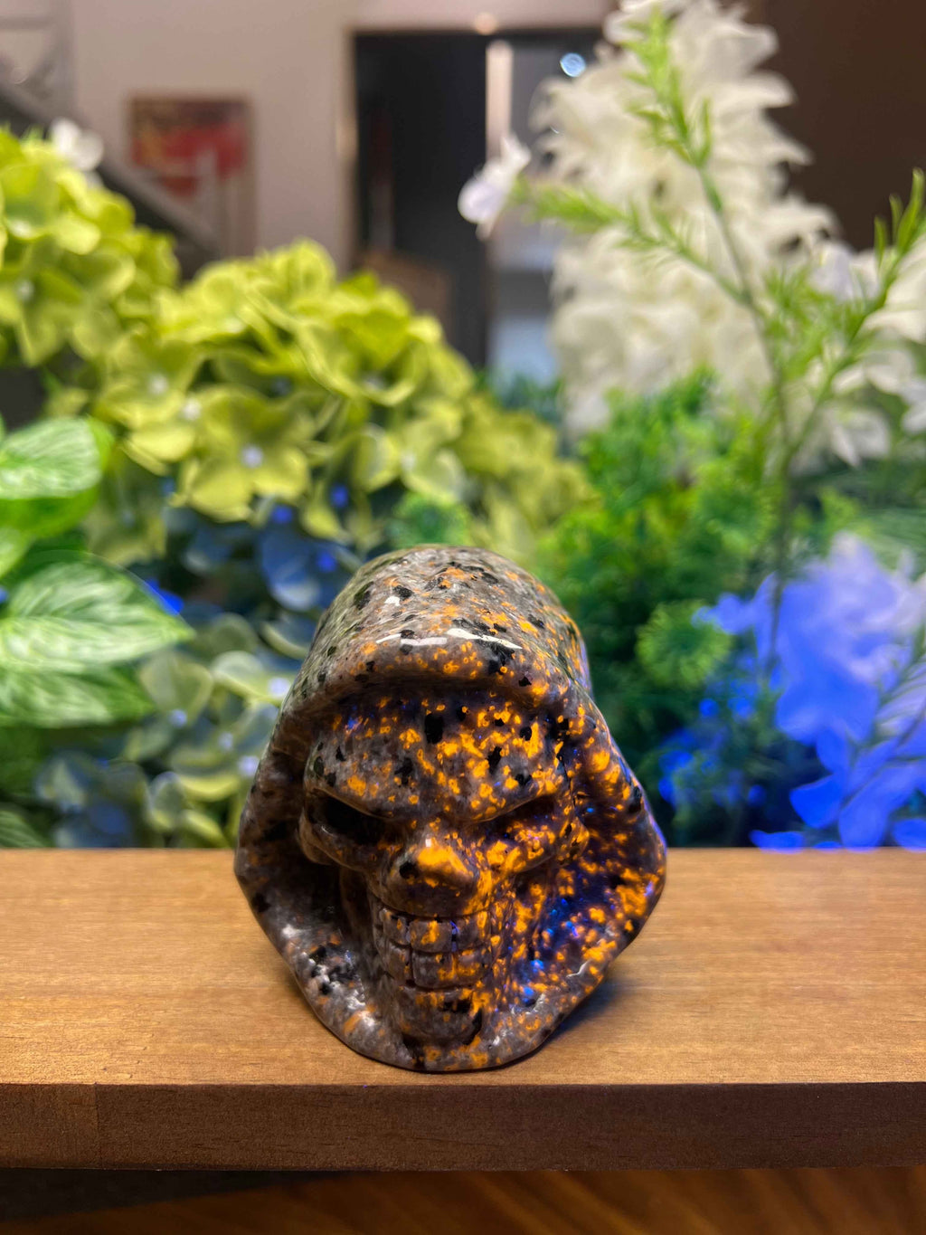 Yooperlite Hoodie Skull Carving (Medium, 3.24*3.55*3.05, 1.2lb)