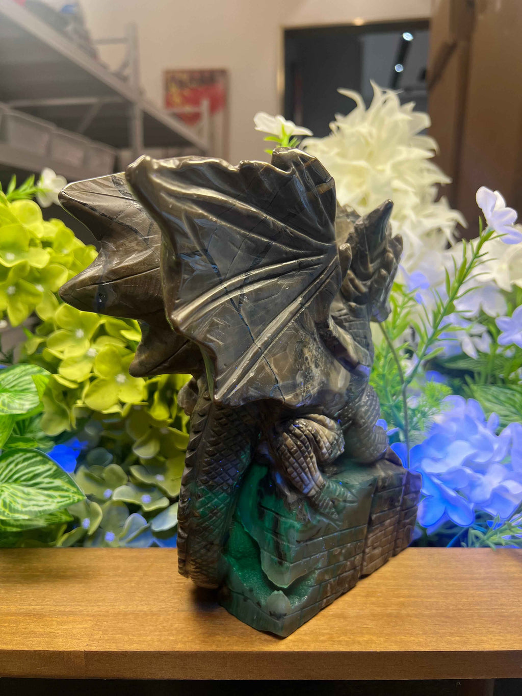 Volcanic Agate Dragon Sculpture (Medium,2.98*6.87*9.32,7.93lb)