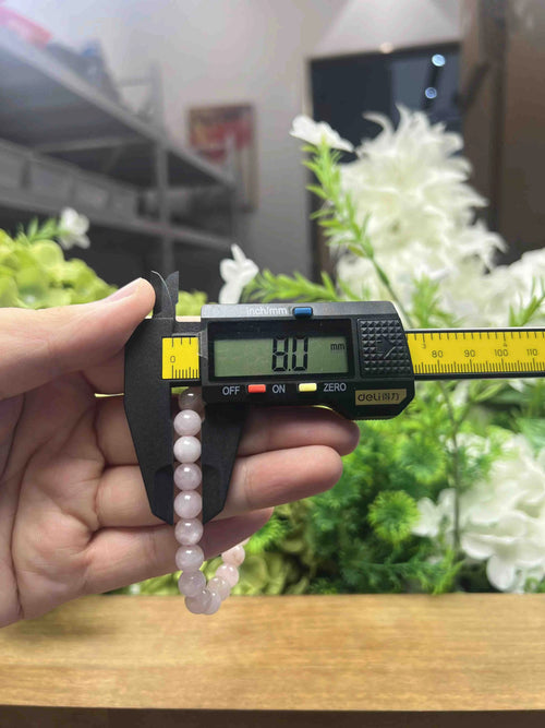 7mm Natural Madagascar Rose Quartz Bracelet – Pink Round Bead Crystal Bracelet, Unisex