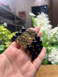 Black Obsidian Bracelet with Smokey Ornament (12mm+, 0.11lb)