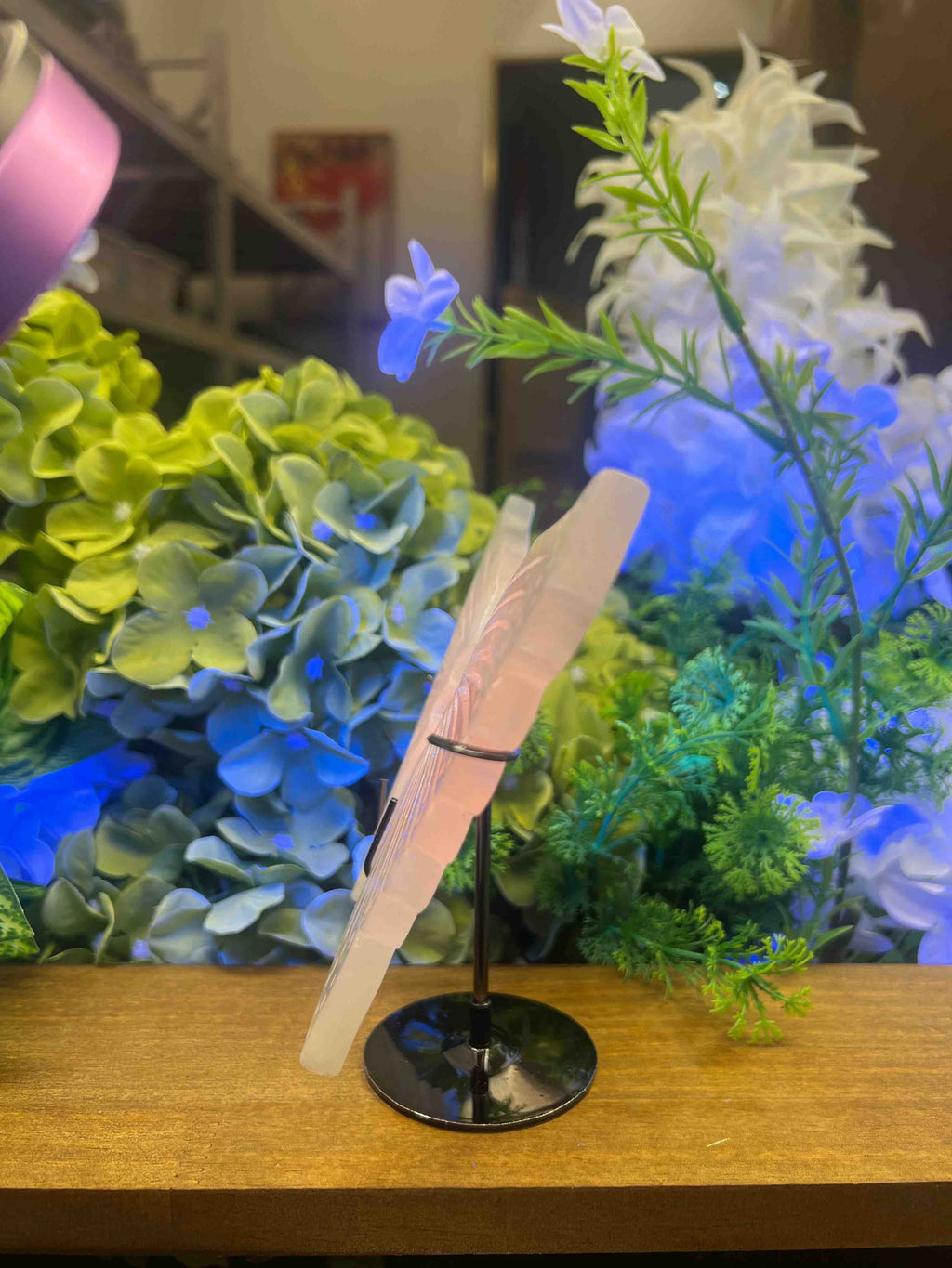 Mangano Calcite Butterfly Carving with Metal Stand (Small, 4.92",0.635lb)