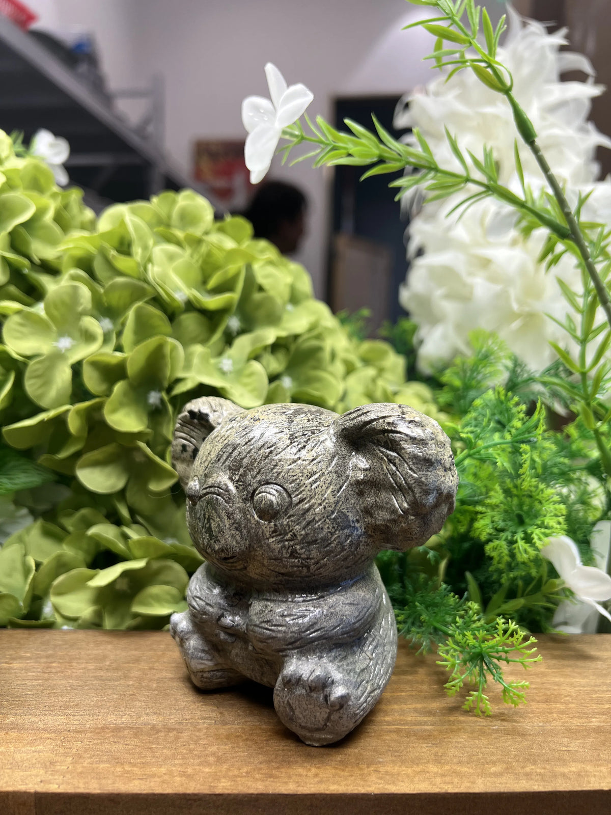 Medium Koala Picture Jasper Carving – 4-Inch Natural Stone Sculpture, Animal Decor