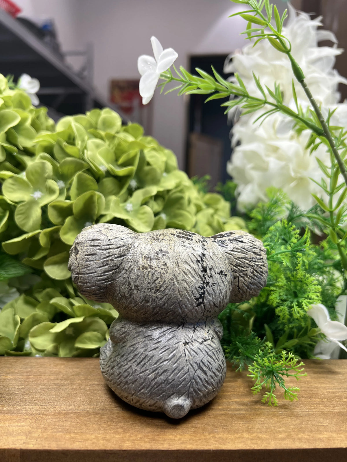 Medium Koala Picture Jasper Carving – 4-Inch Natural Stone Sculpture, Animal Decor