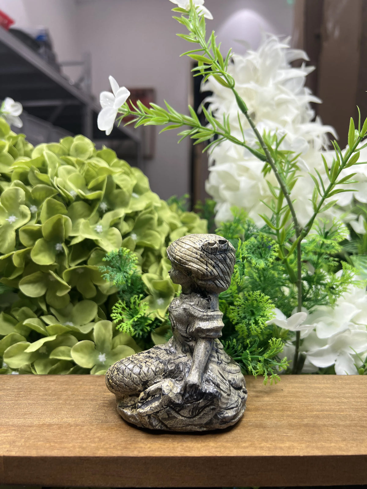 Medium Mermaid Picture Jasper Carving – Natural Stone Sculpture
