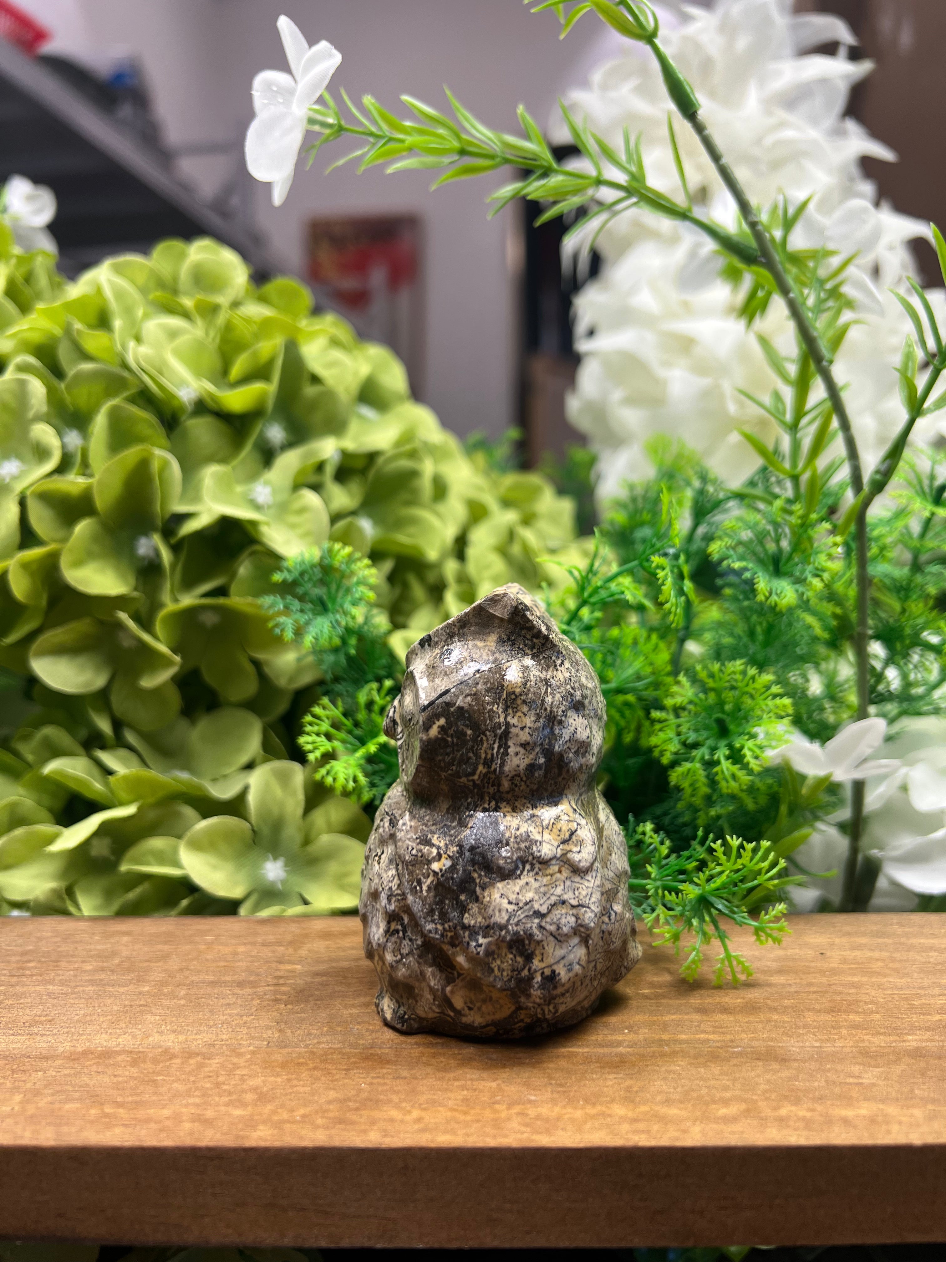 Owl Picture Jasper Carving (Small, 1.88*1.79*2.96, 0.56lb)