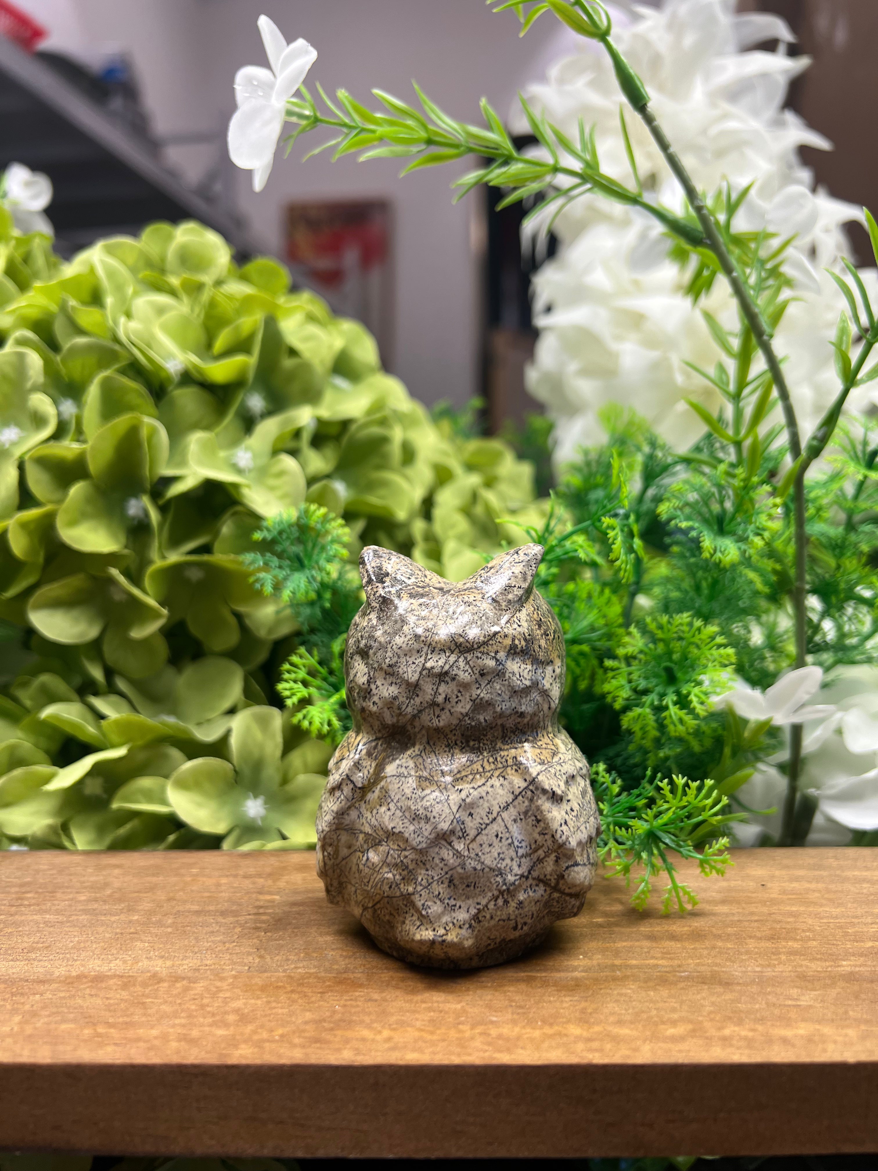 Owl Picture Jasper Carving (Small, 1.88*1.79*2.96, 0.56lb)