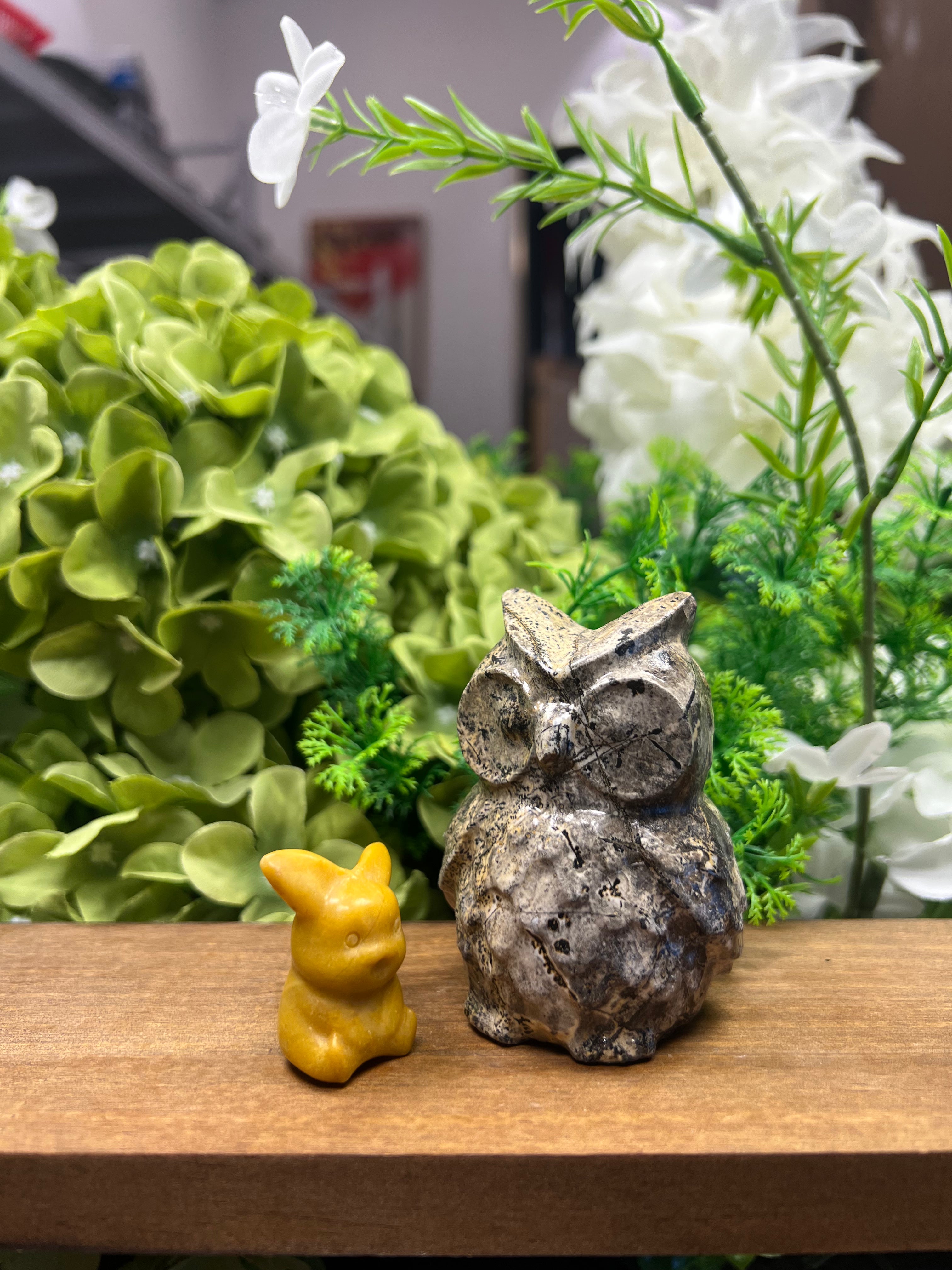 Owl Picture Jasper Carving (Small, 1.88*1.79*2.96, 0.56lb)