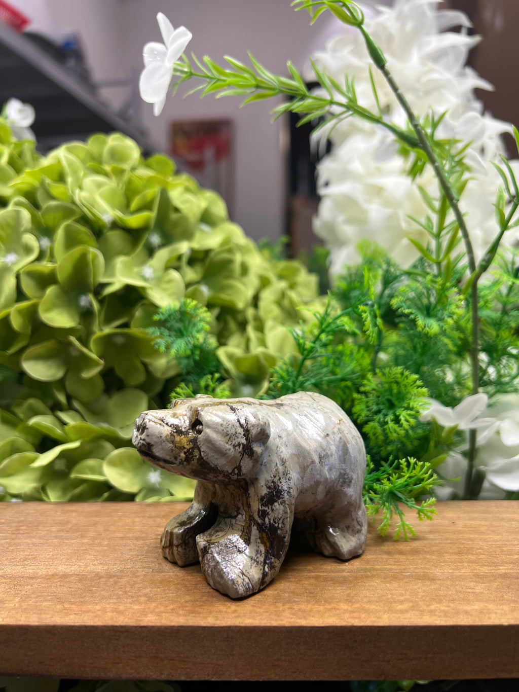 Polar Bear Picture Jasper Carving (Small, 3.04*1.73*2.07, 0.52lb)