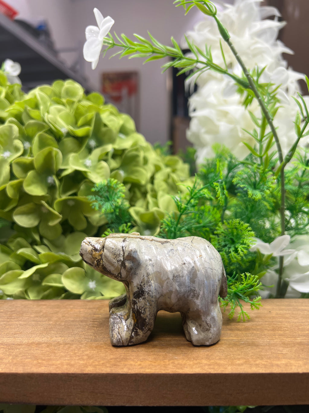 Polar Bear Picture Jasper Carving (Small, 3.04*1.73*2.07, 0.52lb)