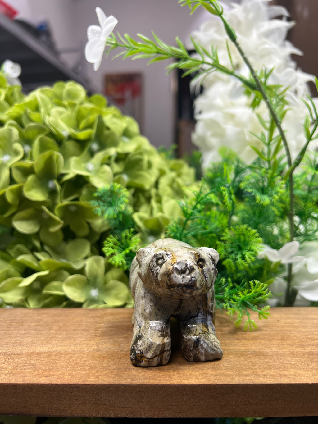 Polar Bear Picture Jasper Carving (Small, 3.04*1.73*2.07, 0.52lb)