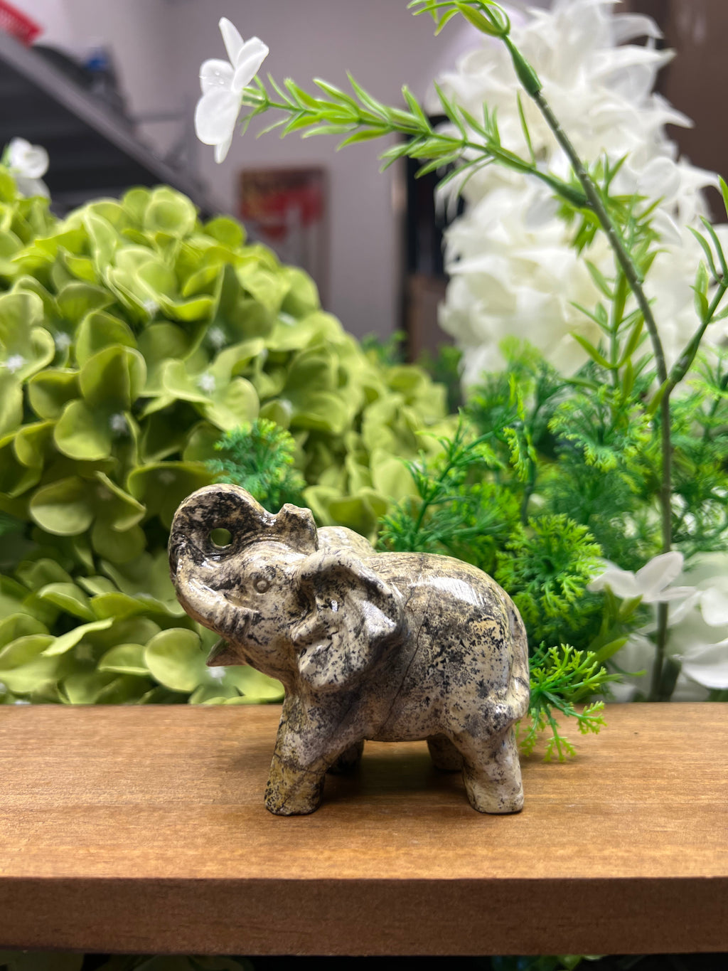 Elephant Picture Jasper Carving (Small, 3.12*1.97*2.55, 0.435lb)