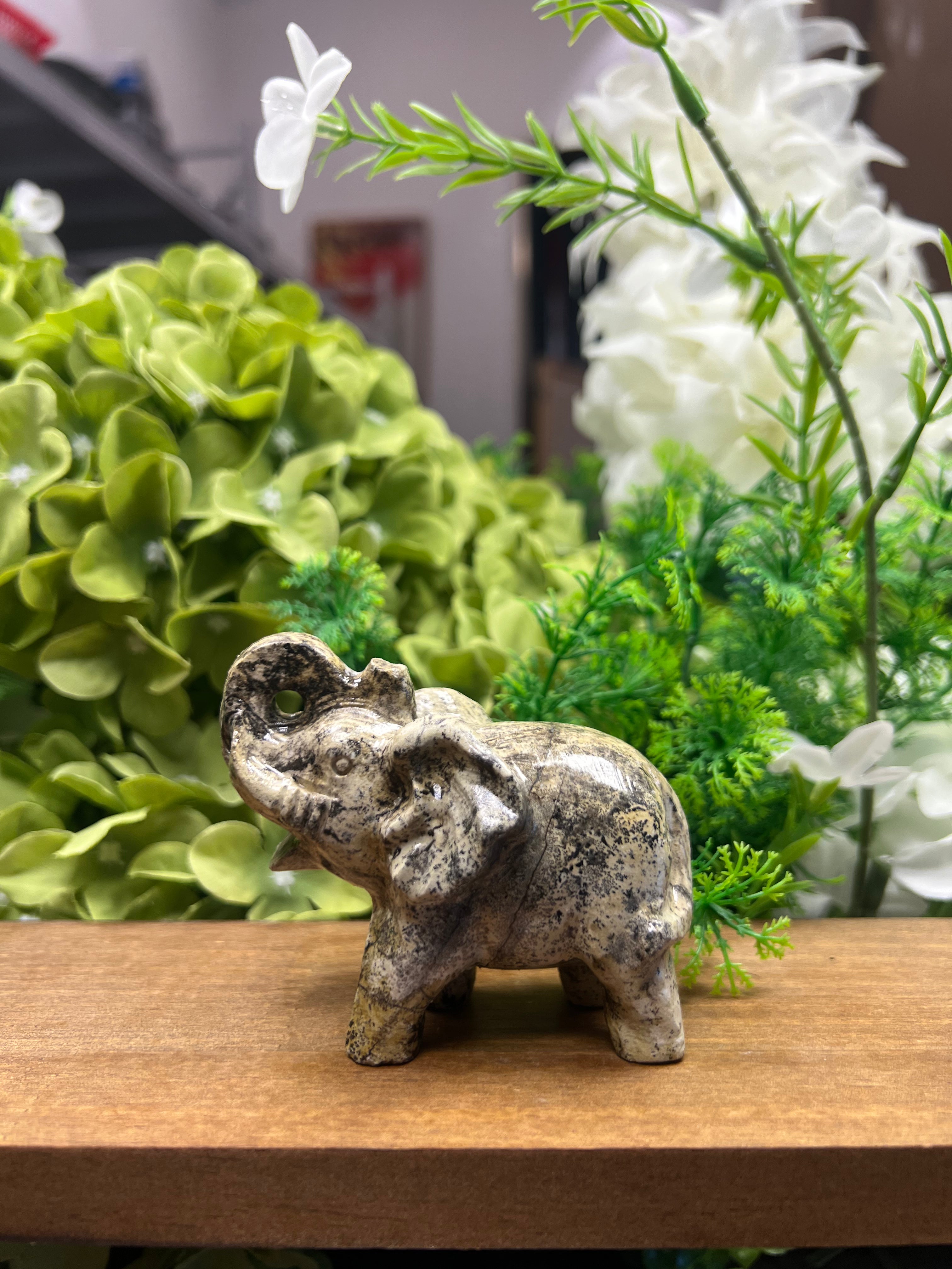 Elephant Picture Jasper Carving (Small, 3.12*1.97*2.55, 0.435lb)