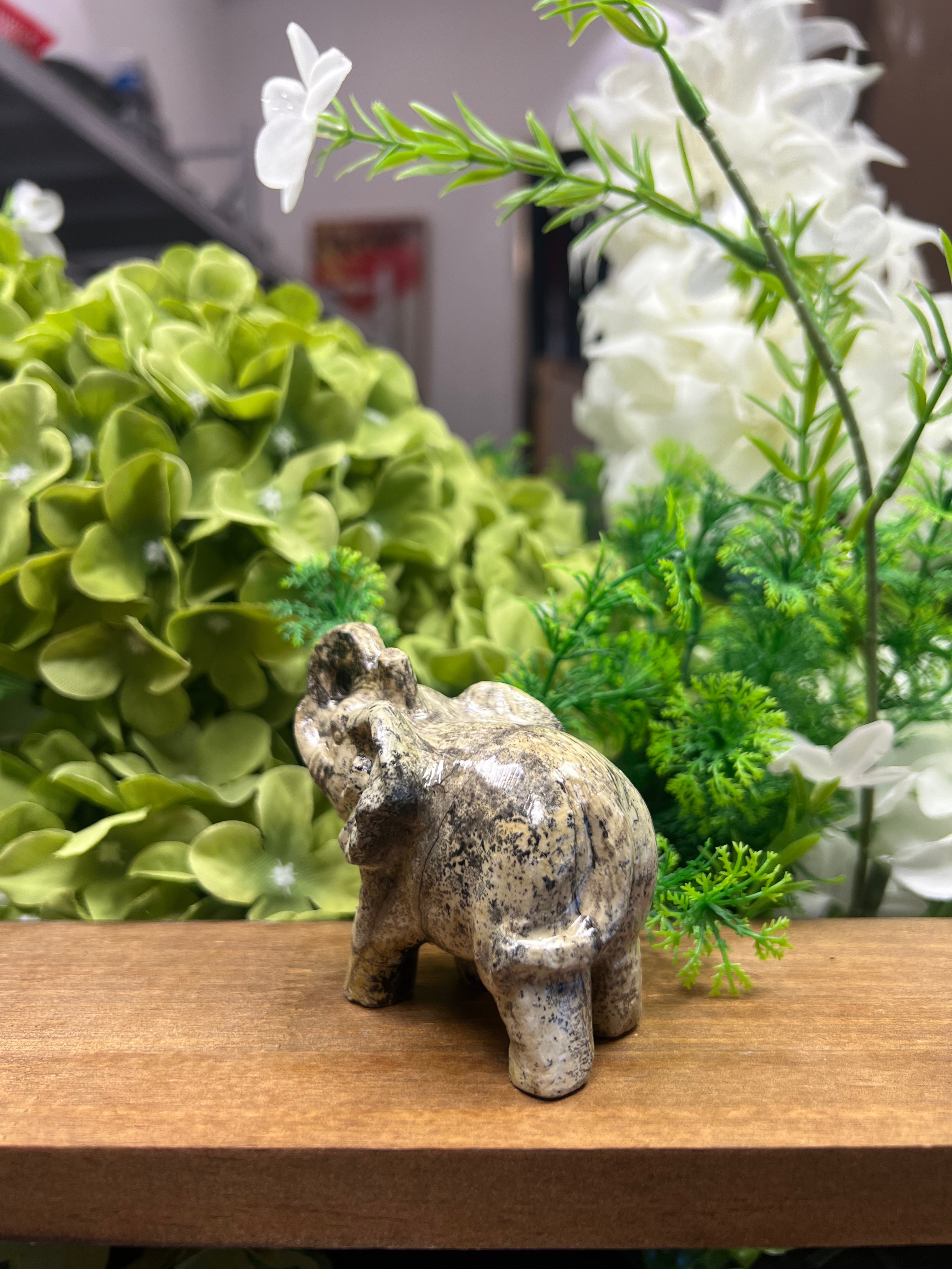 Elephant Picture Jasper Carving (Small, 3.12*1.97*2.55, 0.435lb)
