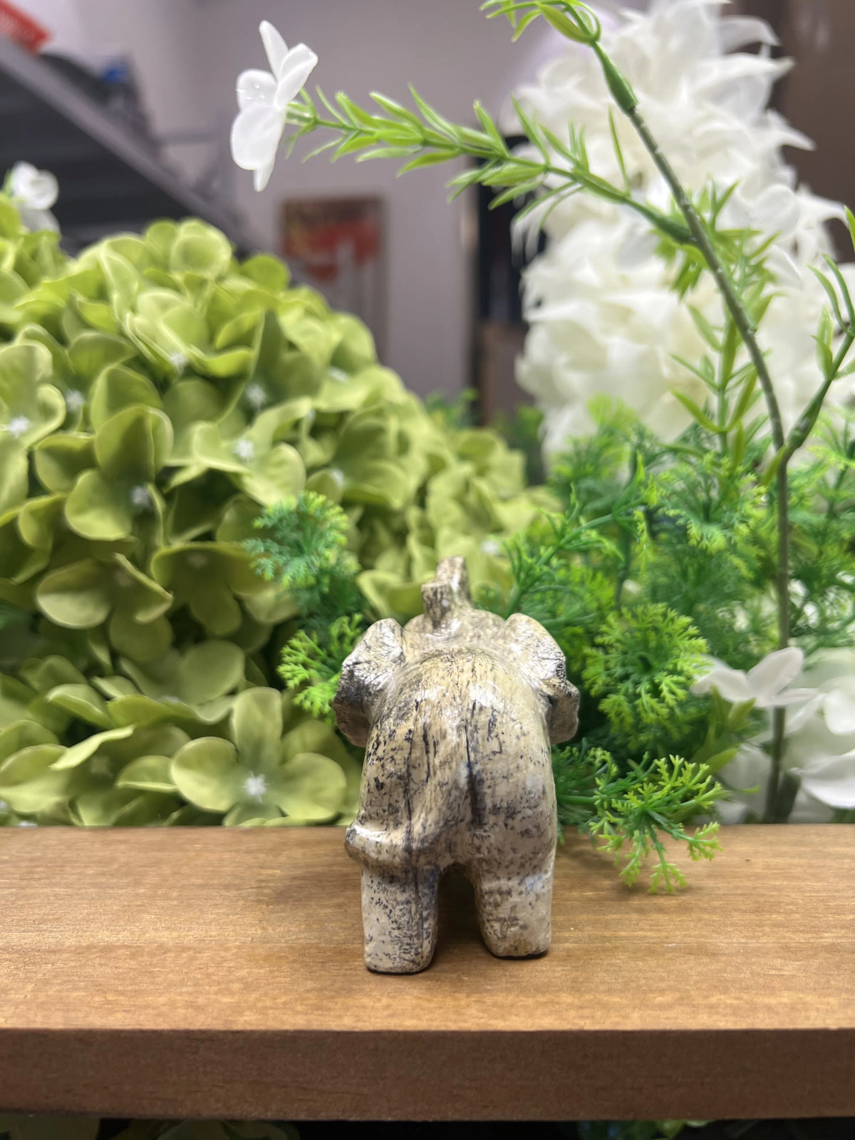 Small Elephant Picture Jasper Carving – Natural Stone Sculpture, Animal Decor