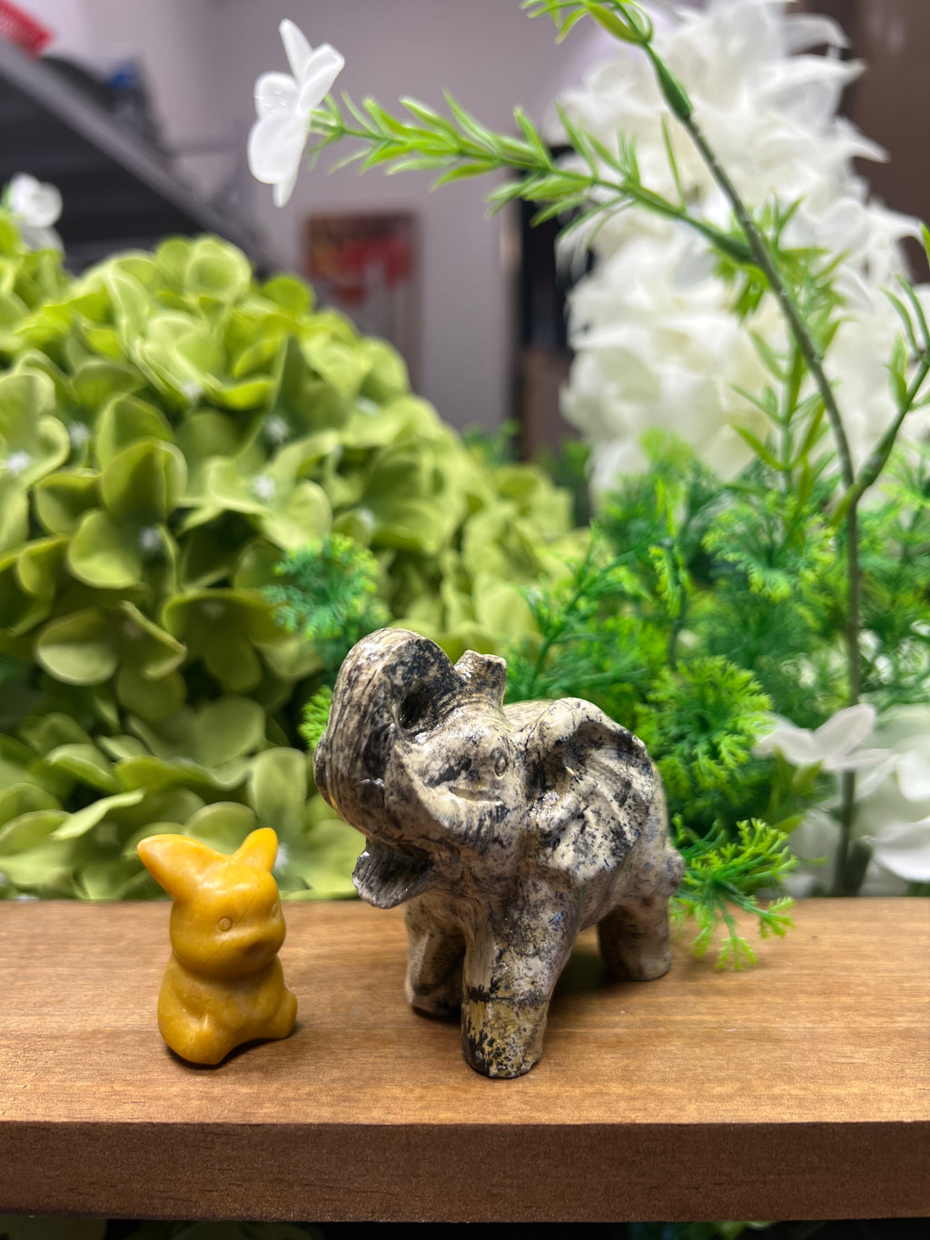 Elephant Picture Jasper Carving (Small, 3.12*1.97*2.55, 0.435lb)