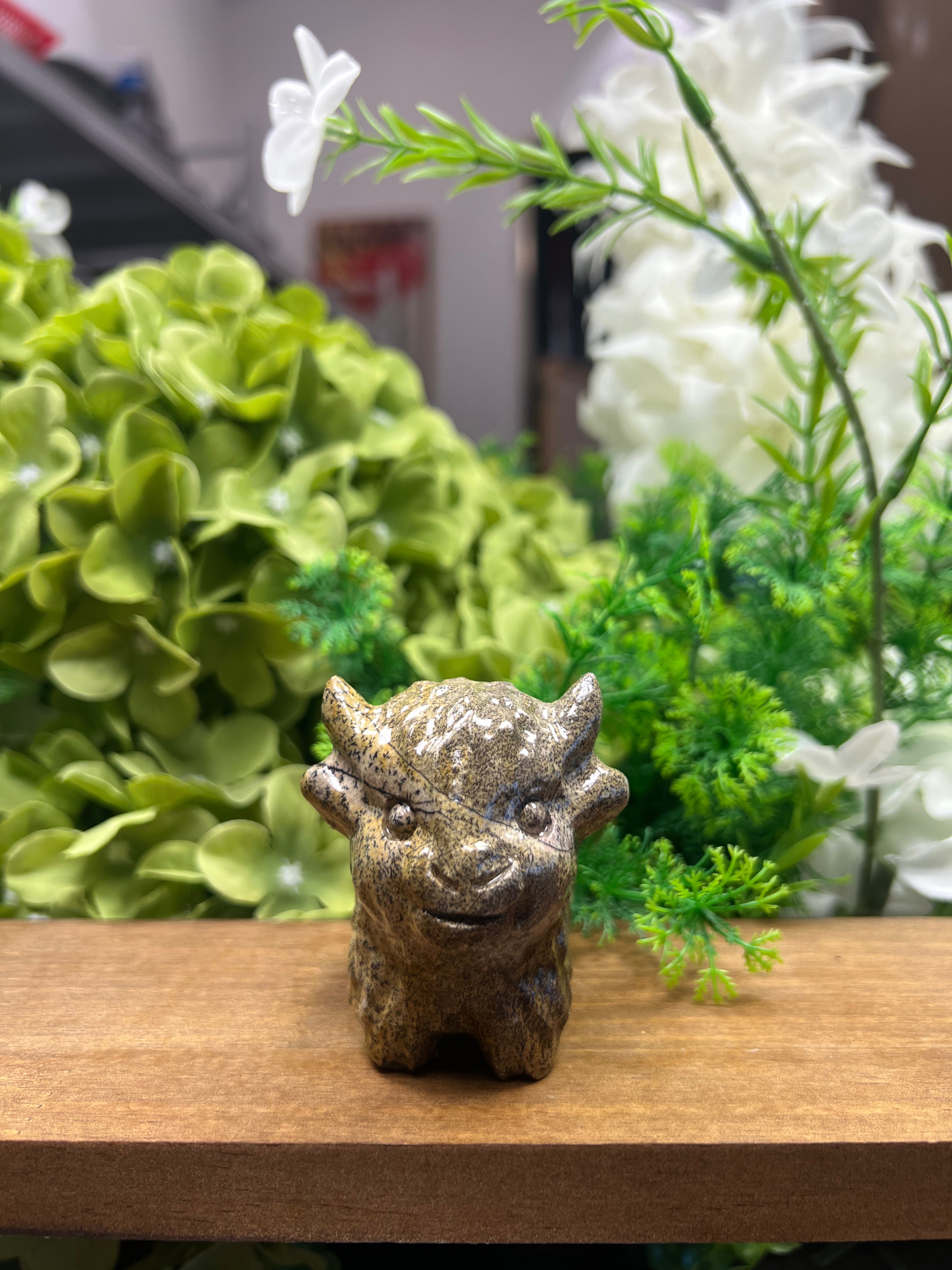 Highland Cow Picture Jasper Carving (Small, 3.01*1.52*2.545, 0.50lb)