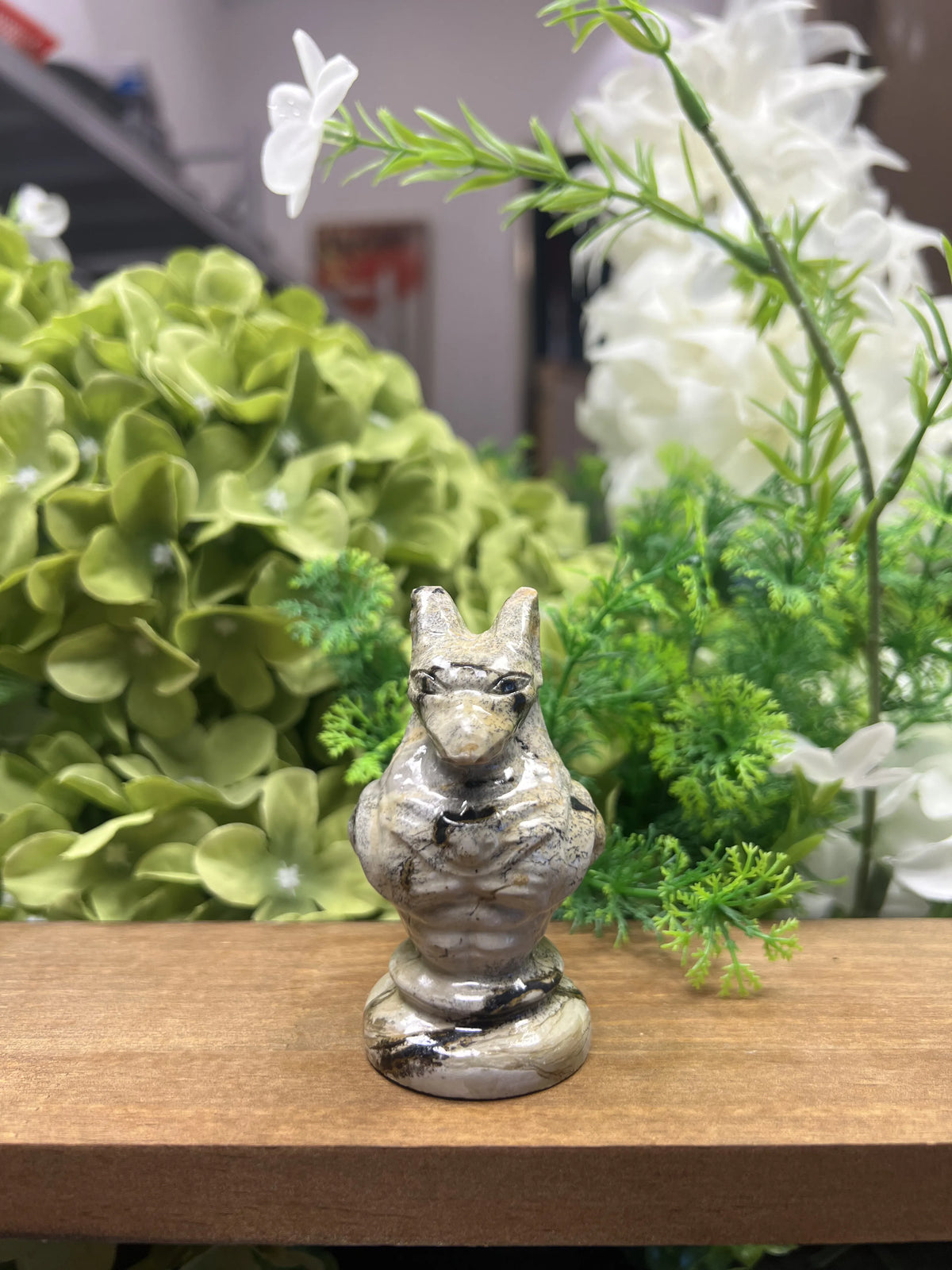 Small Anubis Picture Jasper Carving – Natural Stone Sculpture
