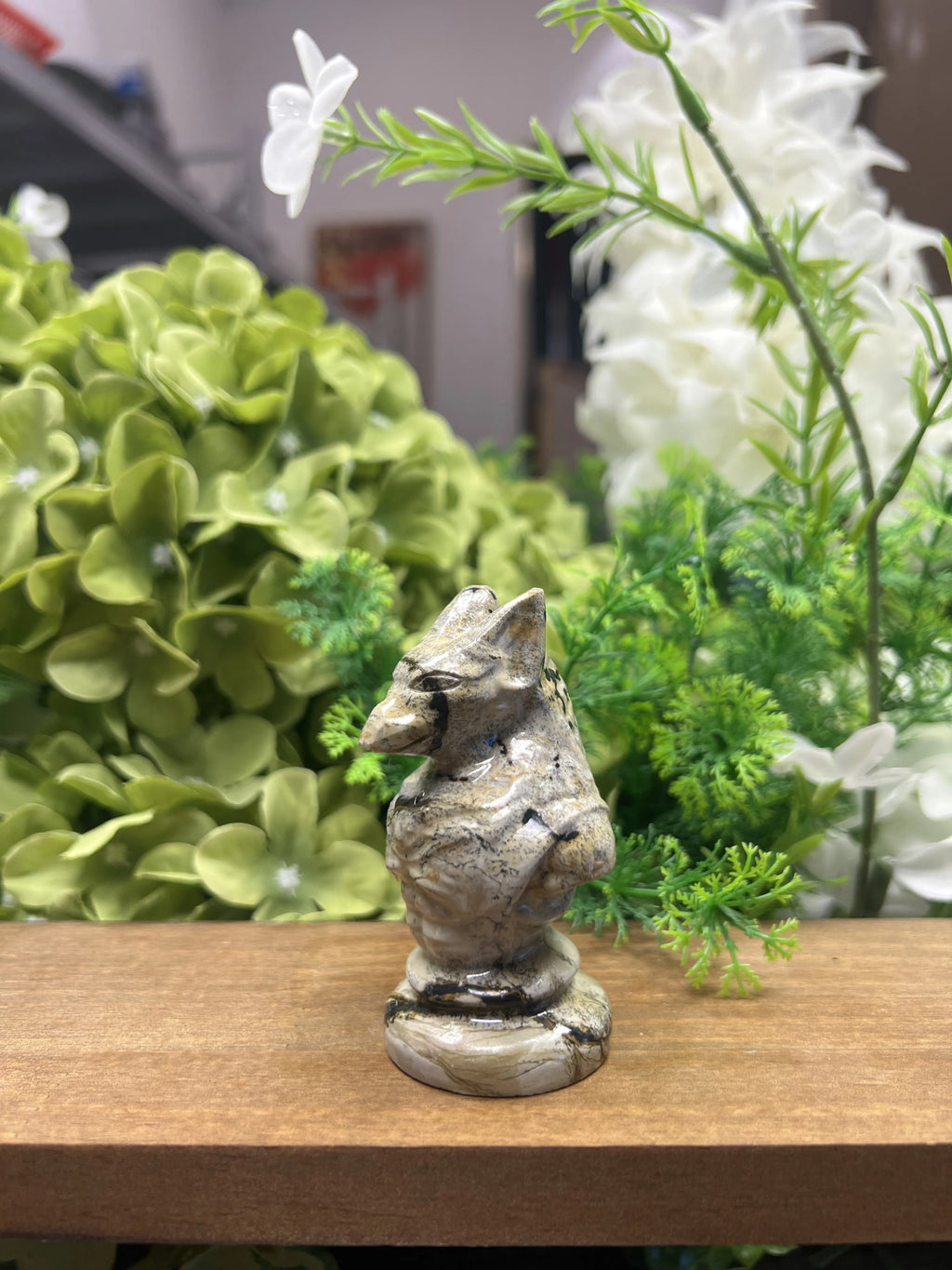 Small Anubis Picture Jasper Carving – Natural Stone Sculpture