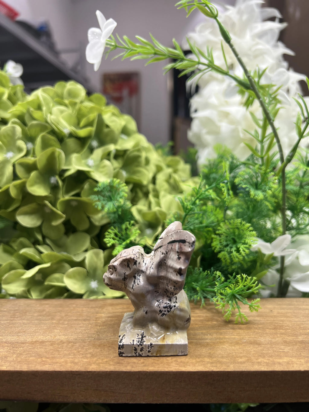 Small Gargoyle Picture Jasper Carving – Natural Stone Sculpture, Gothic Decor