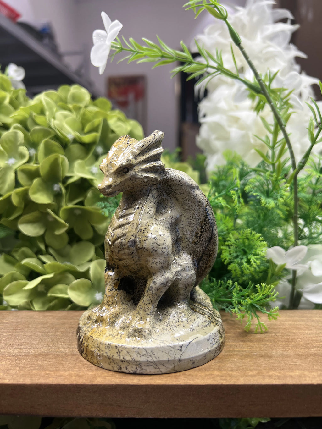 Medium Dragon Picture Jasper Carving – Natural Stone Sculpture