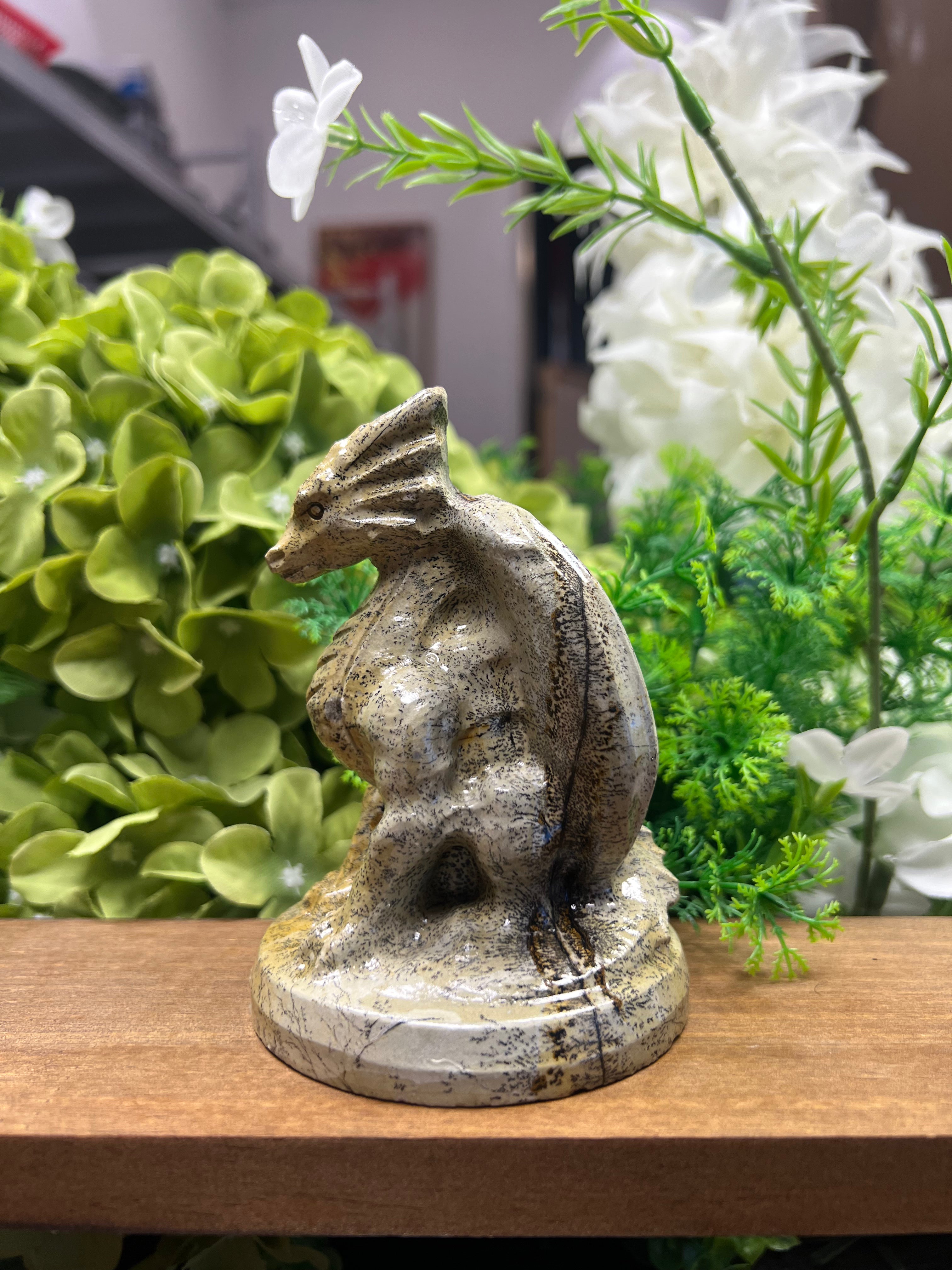 Dragon Picture Jasper Carving (Medium, 3.16*3.16*4.43, 1.095lb)