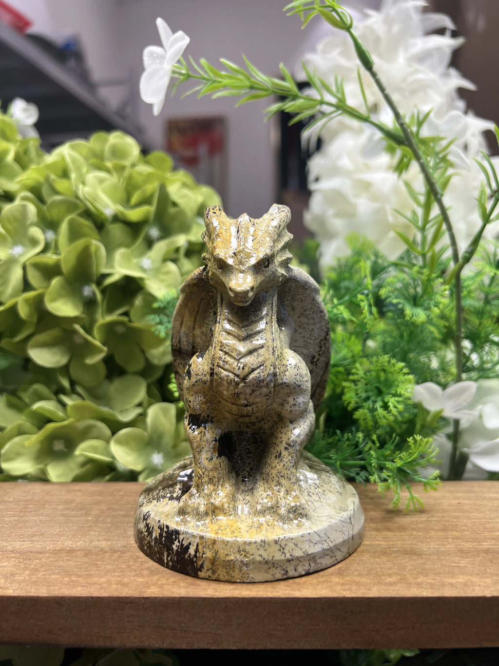 Medium Dragon Picture Jasper Carving – Natural Stone Sculpture